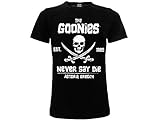 Goonies - Camiseta original oficial Never Say Die, camiseta de color negro con estampado de calavera, Negro , M