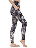 FLYILY Pantalones Deportivos de Cintura Alta para Mujer para Correr Yoga y Ejercicio Leggings de Color sólido con Tasche(3-ColorSkull,M)