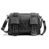 EVEOUT Bolso Bandolera Estampado de Calaveras Punk Para Mujer Bolso de Hombro de Calavera Gótica de Cuero con Cadena/Cartera Larga para Mujer Modelo