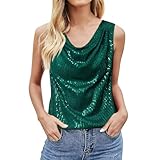 Top Calavera Mujer Moda Lentejuelas Suelto Corto Jersey Chaleco, verde, S