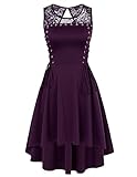 SCARLET DARKNESS Vestido gótico para mujer, sin mangas, de malla, patchwork, vestido festivo de Halloween, violeta, L