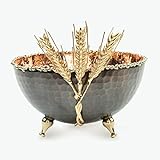 HATIRA Cuenco negro/cobre con adorno dorado de oreja de trigo y detalle dorado para decoración del hogar, hecho a mano y en bolsa de regalo