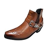 Genérico Botas Hombre Montaña Botas de Hombre Botas Chukka Botas de tacón grueso con hebilla corta para hombre, botas a la, cinturón, botas para hombre Botas de Vestir Hombre Botas (Yellow, 45)