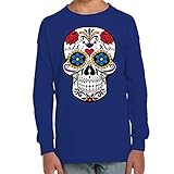 Camiseta Manga Larga de NIÑOS Skull Calavera Mexico Halloween 041 9-10 Años