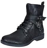 Hombre Punk Rock Gótico Elmo Negro Botines Cremallera Motorista Hebilla de Cuero 45