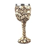 VOANZO Cáliz de Vino con Calaveras de osario del Día de los Muertos con Tallo de Columna esquelética Montaña Montaña de cráneo Humano, Sacrificio de Vino cáliz como Accesorio Decorativo
