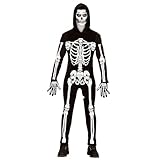W WIDMANN MILANO Party Fashion - disfraz de esqueleto, mono con capucha, blanco, brilla bajo luz ultravioleta, disfraz de Halloween