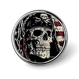 Broche redondo de calavera pirata con bandera de Estados Unidos, pin de solapa, alfileres de solapa, accesorios de vestido, boda, cumpleaños, para hombres y mujeres, Circular, Metal