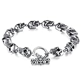 Kawailay Pulsera de calavera gótica punk con calavera, estilo biker y calavera, para hombre, estilo 2