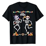 Camiseta unisex con esqueletos danzantes para el Día de Muertos - Camiseta mexicana del Día de los Muertos | Camiseta colorida con diseño de Calavera, Style_y01 Negro, S