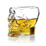 ZPLMIDE Taza de cristal con diseño de calavera de cristal, vaso de chupito para whisky, vino, vodka, taza de regalo transparente para el hogar (1 unidad-350 ml)