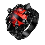 PROSTEEL Sello Grande Anillo Garras con Ojos Rojo, Anillo Negro Ojo Demonio Garras Calaveras de Dragon