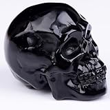 QLRSUXN Calavera de cristal de obsidiana negra (obsidiana negra)