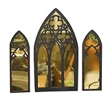 Decoración de pared de catedral, paquete de 3 espejos espeluznantes vintage negros – Decoración de muebles góticos de montaje en pared, espejos decorativos, espejos de ventana de catedral para entrada