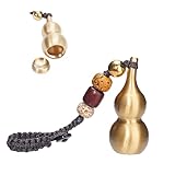 GORGECRAFT Feng Shui Latón Wu Lou Gourd Llavero Chino Hulu Llavero Latón Dorado Calabash con Bodhi Beads Car Decor Colgante Bolsa Medallón Llavero Bendición Regalo para Longevidad Riqueza Y Éxito