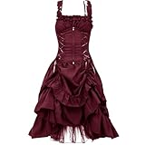 Vestido gótico para mujer vintage, steampunk, vestido de tirantes para mujer, vestido punk con volantes, palacio medieval, princesa, vestido de fiesta para mujeres, Halloween, carnaval, fiesta