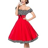 Vestido Pin Up con Botones y Estampado de Puntos Vestidos de Fiesta Skater Rockabilly de Verano para Mujer-Rojo-XXL