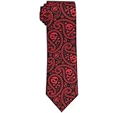 Corbatas de calavera de cachemira roja y negra para hombre, corbatas novedosas para hombre, Calavera de cachemira roja y negra, Taille unique