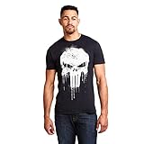 Marvel Avengers Punisher Skull Camiseta, Negro (Black Blk),S para Hombre