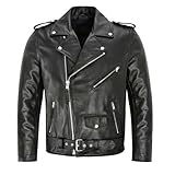 Mymyguoe Chaqueta de piel para hombre, chaqueta de motorista con cremallera, clásica, vintage, de piel sintética, Rockabilly, motero, estilo rockero, punk, para el tiempo libre, chaqueta de rockero,