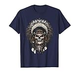 Jinete de motocicleta de calavera india nativa americana Camiseta