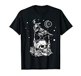 Cuervo Negro Calavera Tarot Oculto Estética Gótica Camiseta
