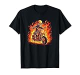 Calavera Flames con Motocicleta para Niños y Niñas Camiseta