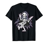 Esqueleto calavera guitarra rock en heavy metal diablo cuernos música Camiseta