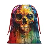 Bolsas de regalo con cordón con estampado de calaveras de color, bolsas de regalo de cumpleaños, Navidad, regalos de fiesta