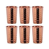 HealthGoodsIn - Juego de 6 vasos de cobre puro martillado | Capacidad de 350 ml (11,8 onzas líquidas de EE. UU.)