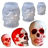 3Pcs Moldes de Silicona para Velas, Moldes de Silicona con Forma de Calavera, Moldes de Silicona para Resina Epoxi, Manualidades Halloween, Moldes Velas para DIY Hacer Velas, Velas Aromáticas