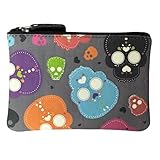 Pinky Skulls - Monedero unisex de piel suave, diseño colorido de calaveras, 12 x 8 cm