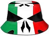 KEROTA Sombrero de pescador de la bandera de México con calavera para adultos y pescador, plegable, sombrero de sol para hombres, mujeres, adolescentes, bandera de México, calavera 1