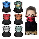 GUOYOU 6PCS Pasamontañas de Calavera, Calentador de Cuello de Calavera, Multifuncional Máscara Calavera, Pañuelo Bandana Braga Cuello, para Moto Esquí Ciclismo Halloween Monta al Aire Libre