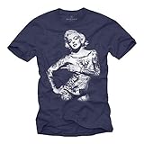 MAKAYA T-Shirt Tatouage Marilyn Camiseta Rockabilly Pin Up Tattoo - Azul M