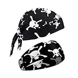 DHSBGWSX 1 bandana pirata, 1 diadema, accesorios para la cabeza con estampado de calaveras, bandana para hombre, sombrero pirata informal, accesorios para montar en moto, Negro , Talla única