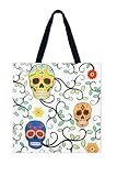 Excelsa Calavera Bolso Shopper, Tote Bag, 41,5 x 41,5 cm, frontal 100% algodón, lavable en lavadora