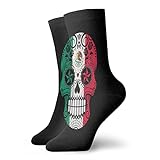 Calcetines deportivos de la bandera de México con calavera de azúcar para hombres y mujeres, calcetines transpirables con pestaña 30 cm