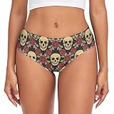 Oarencol Ropa interior para mujer, calaveras, rosas, para Halloween, bragas de bikini descaradas, XS-XXL, Multicolor, S