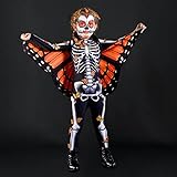 TMOYJPX Disfraz Halloween Niña Mujer Gracioso Terror Disfraces de Mariposa con Ala, Mono Mujer Fiesta de Calavera Cos para Niñas Chica 4-11 años (8-9 años, Niña)