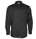 ROCK-IT Apparel Hombres Camisa Manga Larga Aspecto Militar I Camisa Camisa Casual de Trabajador [Tallas S-5XL] Camisa de Verano con Botón Delantero y Bolsillos I Negro XX-Large