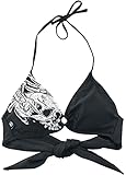 Rock Rebel by EMP Mujer Top de Bikini triángulo Negro con Estampado de Calavera S