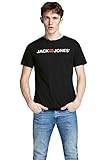 JACK & JONES Jjecorp Logo Tee Ss Crew Neck Noos, Camiseta Hombre, Negro (Black Detail: Slim Fit), Large