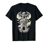 Dragón sobre torre con murciélagos - Gótico Camiseta
