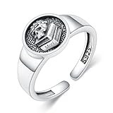 PROESS Memento Mori Anillo de plata de ley 925 con diseño de calavera ajustable y abierta, anillo de calavera Memento Mori, regalo para hombre y mujer (talla 9), Plata de ley, Sin piedras preciosas