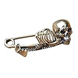FEYLIE Broche de calavera de estilo punk, insignia gótica de esqueleto, pin de solapa, ambiente espeluznante, insignia de fiesta de Halloween, broche de joyería, regalo, Approx.6cm/2.36', Metal