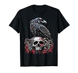 Calavera con cuervo negro gótico Camiseta