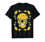 Calavera floral vintage y flores florecientes Calavera de Camiseta