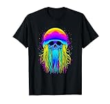 Calavera alienígena de medusa arcoíris luminosa y brillant Camiseta