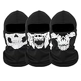 SKHAOVS 3 Piezas Ghost Mask,Fantasma máscara pasamontañas cráneo Campana,Máscara de Cara Completa,Máscaras de esquí para Traje de Vestir de Lujo,Máscaras de Terror,para Cosplay Halloween (Negro)